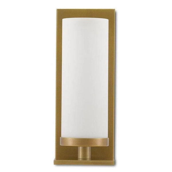 Antique Brass Opaque Glass Bournemouth Brass Wall Sconce Wall Sconces LOOMLAN By Currey & Co