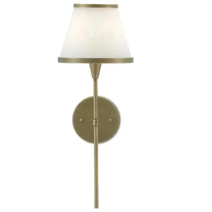 Antique Brass Opaque Glass Brimsley Brass Wall Sconce - LOOMLAN - Currey & Co - Wall Sconces