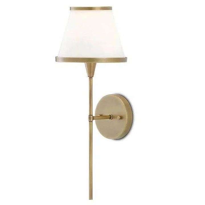 Antique Brass Opaque Glass Brimsley Brass Wall Sconce - LOOMLAN - Currey & Co - Wall Sconces