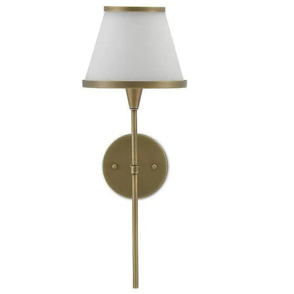 Antique Brass Opaque Glass Brimsley Brass Wall Sconce - LOOMLAN - Currey & Co - Wall Sconces