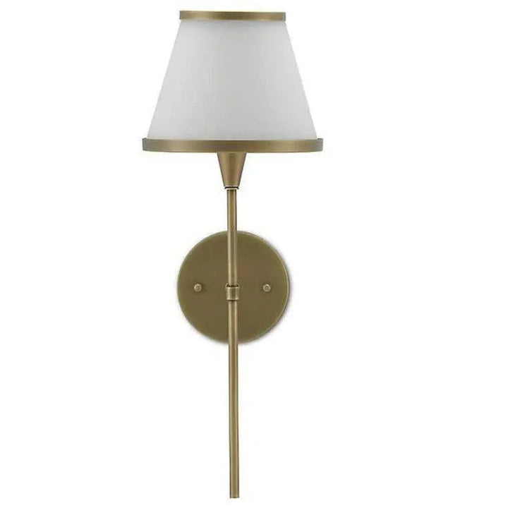 Antique Brass Opaque Glass Brimsley Brass Wall Sconce - LOOMLAN - Currey & Co - Wall Sconces
