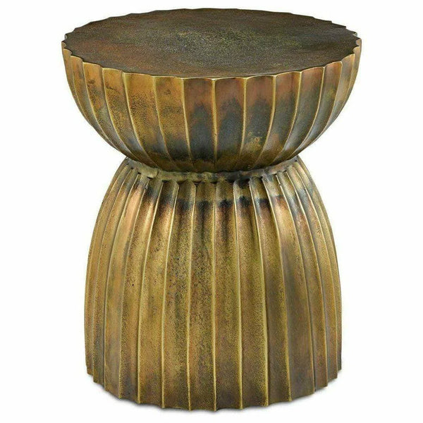 Antique Brass Rasi Antique Brass Table/Stool Side Tables LOOMLAN By Currey & Co