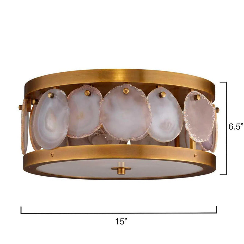 Antique Brass Small Upsala Agate Flush Mount Ceiling Light Flush Mounts LOOMLAN By Jamie Young