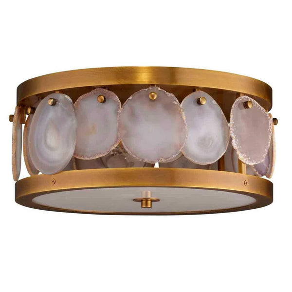 Antique Brass Small Upsala Agate Flush Mount Ceiling Light Flush Mounts LOOMLAN By Jamie Young