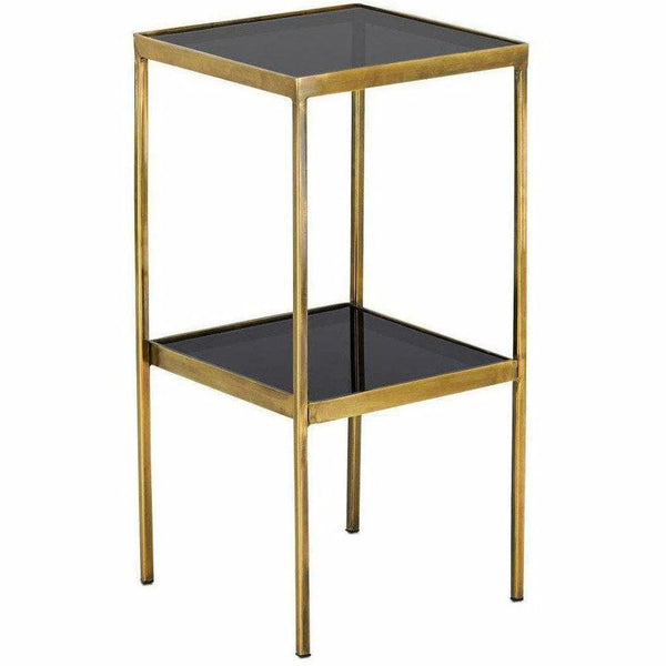 Antique Brass Smoke Silas Accent Table Side Tables LOOMLAN By Currey & Co