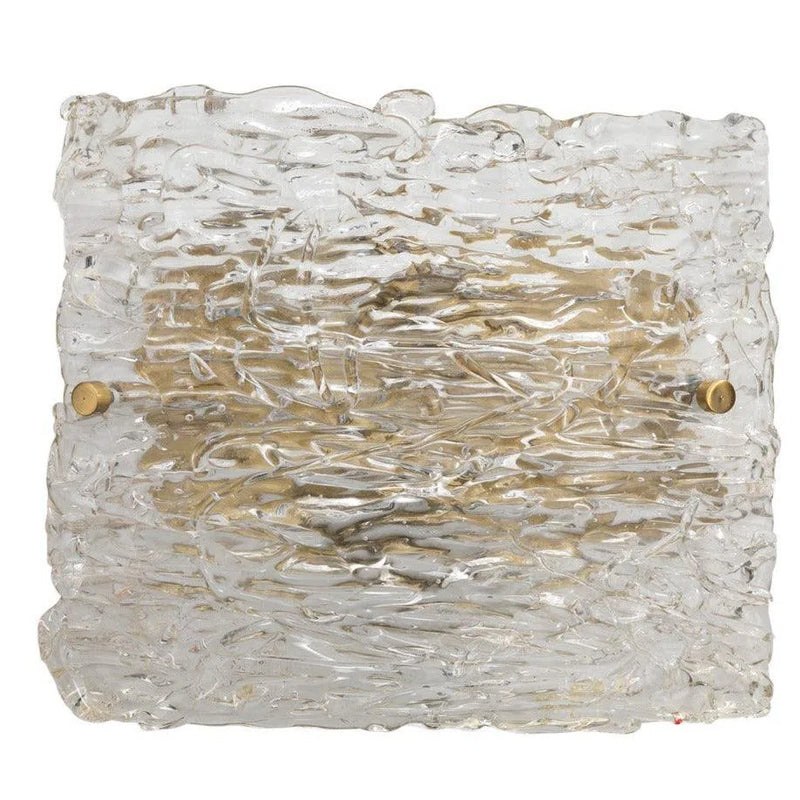 Antique Brass Textured Swan Curved Glass Sconce - Large Wall Sconces LOOMLAN By Jamie Young