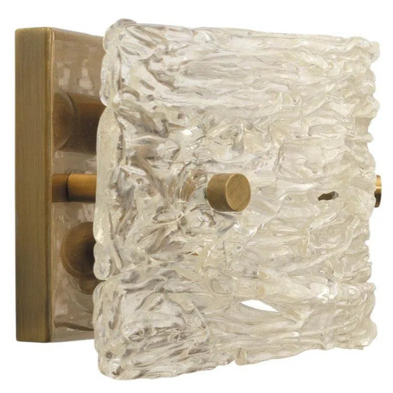 Antique Brass Textured Swan Curved Glass Sconce - Small Wall Sconces LOOMLAN By Jamie Young