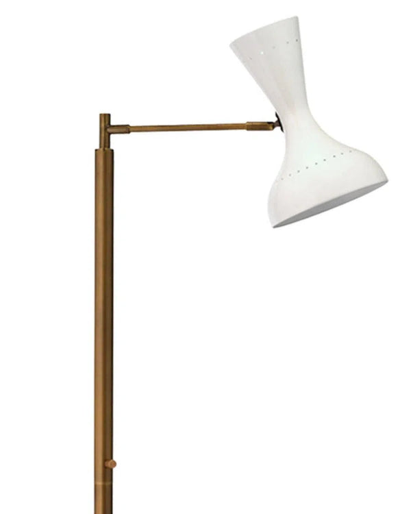 Antique Brass White Aluminum Pisa Swing Arm Floor Lamp Floor Lamps LOOMLAN By Jamie Young