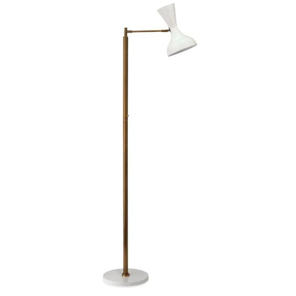 Antique Brass White Aluminum Pisa Swing Arm Floor Lamp Floor Lamps LOOMLAN By Jamie Young