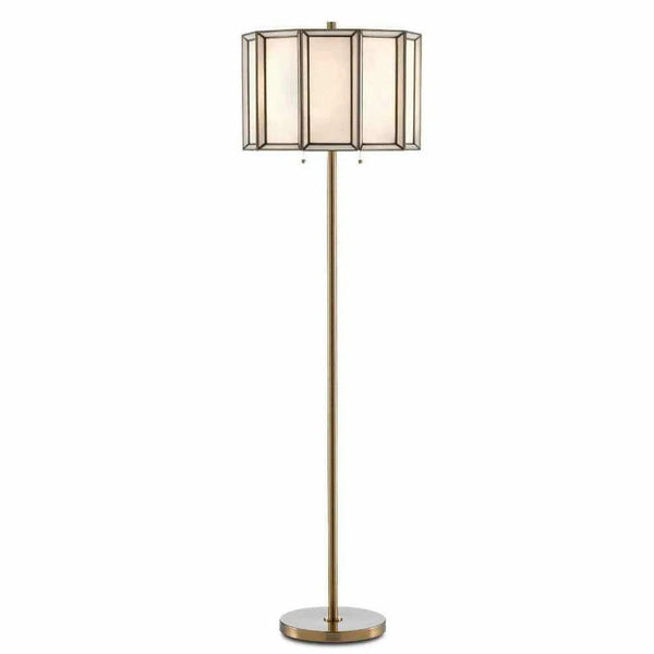 Antique Brass White Daze Floor Lamp Floor Lamps LOOMLAN By Currey & Co