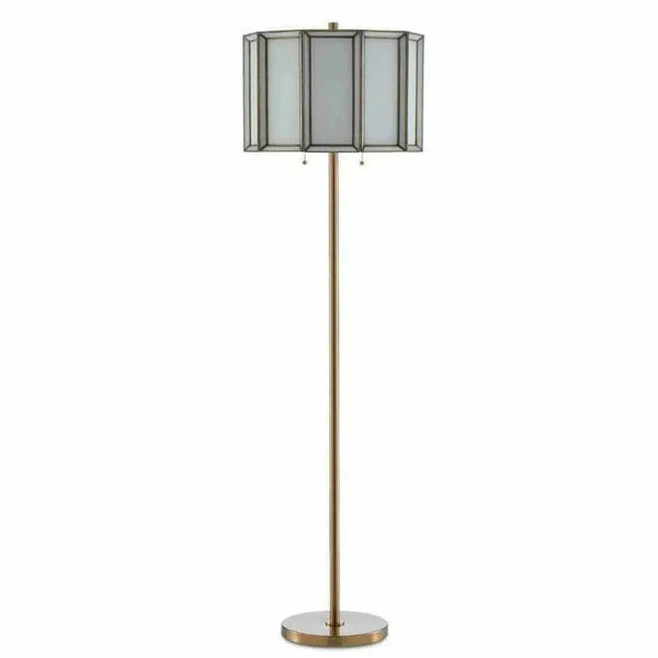 Antique Brass White Daze Floor Lamp-Floor Lamps-Currey & Co-LOOMLAN