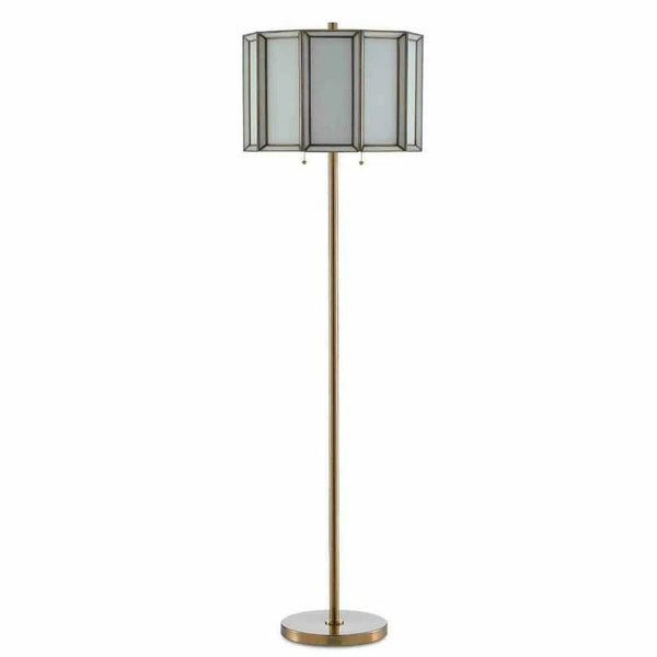 Antique Brass White Daze Floor Lamp Floor Lamps LOOMLAN By Currey & Co