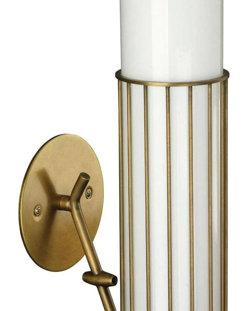 Antique Brass White Glass Torino Wall Sconce Wall Sconces LOOMLAN By Jamie Young