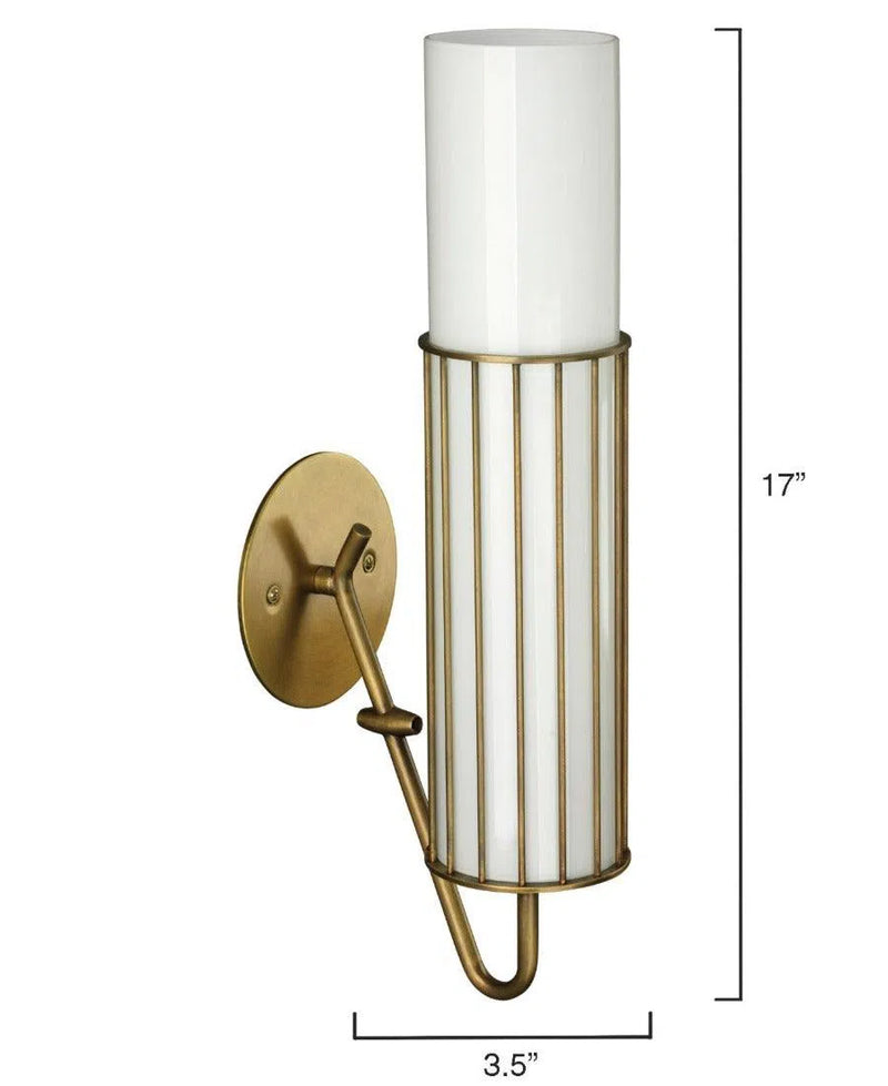 Antique Brass White Glass Torino Wall Sconce Wall Sconces LOOMLAN By Jamie Young