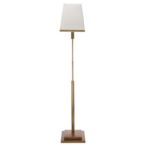 Antique Brass White Linen Jud Floor Lamp Floor Lamps LOOMLAN By Jamie Young