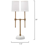 Antique Brass & White Marble Minerva Twin Shade Console Lamp Table Lamps LOOMLAN By Jamie Young