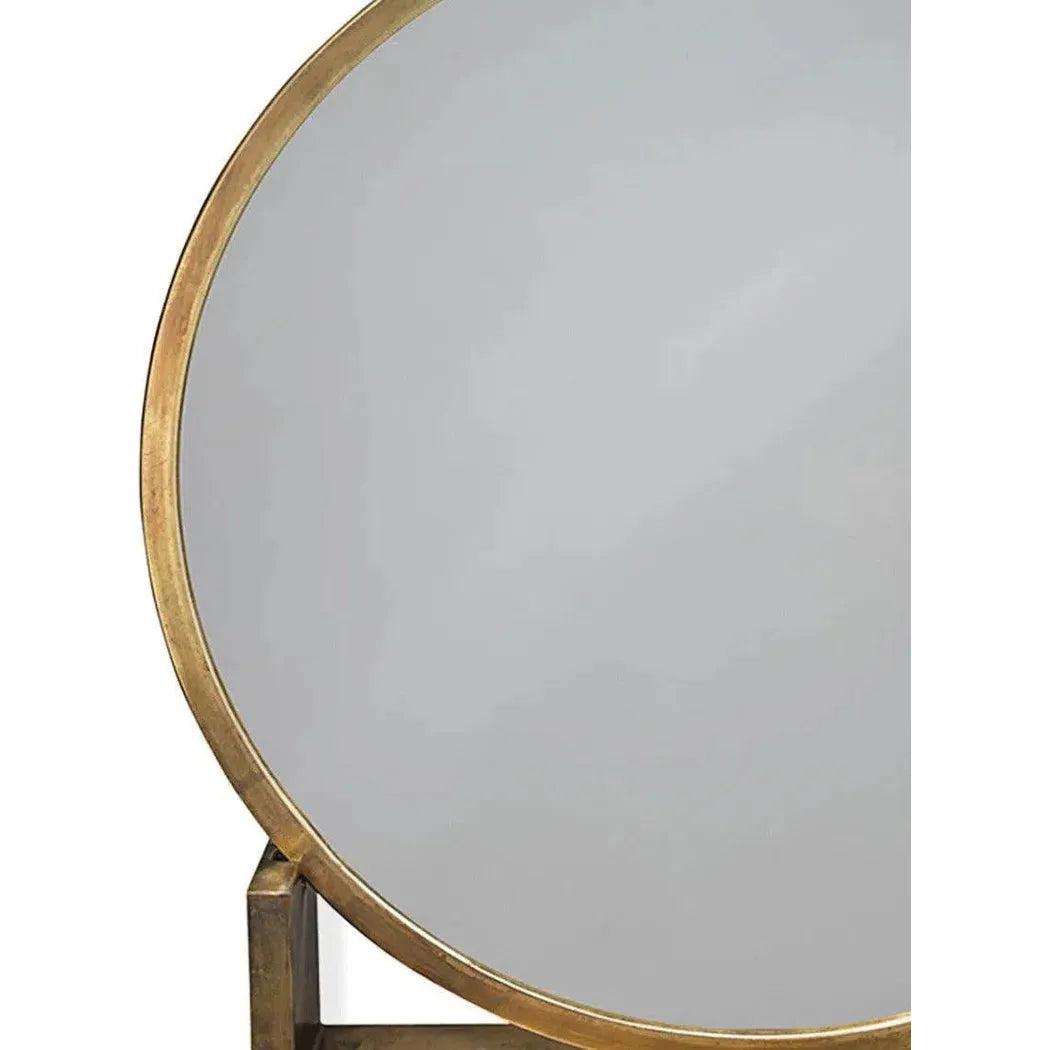 Antique Brass White Marble Odyssey Standing Wall Mirror