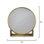 Antique Brass White Marble Odyssey Standing Wall Mirror