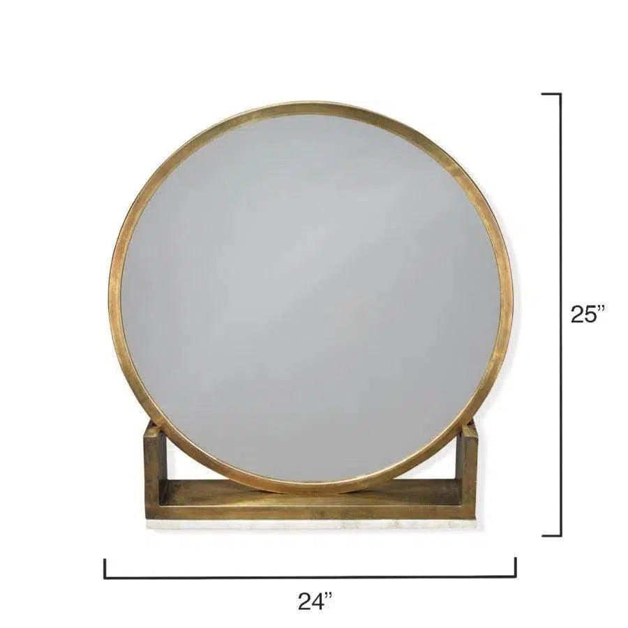 Antique Brass White Marble Odyssey Standing Wall Mirror