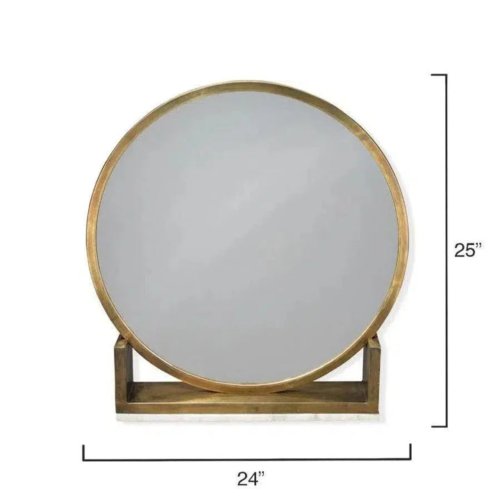 Antique Brass White Marble Odyssey Standing Wall Mirror - LOOMLAN - Jamie Young - Wall Mirrors