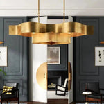 Antique Gold Leaf Grand Lotus Gold Oval Chandelier