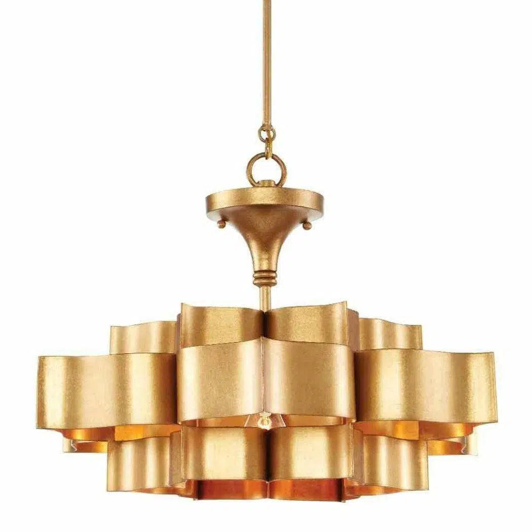 Antique Gold Leaf Grand Lotus Gold Small Chandelier