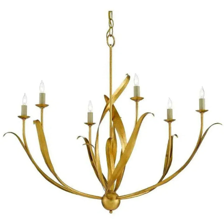 Antique Gold Leaf Menefee Chandelier - LOOMLAN - Currey & Co - Chandeliers