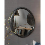 Antique Grey Aluminum Organic Round Wall Mirror