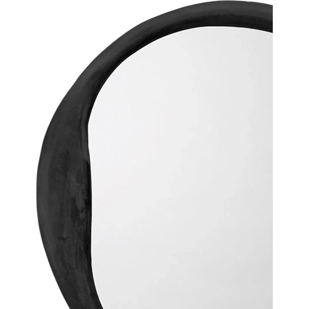 Antique Grey Aluminum Organic Round Wall Mirror