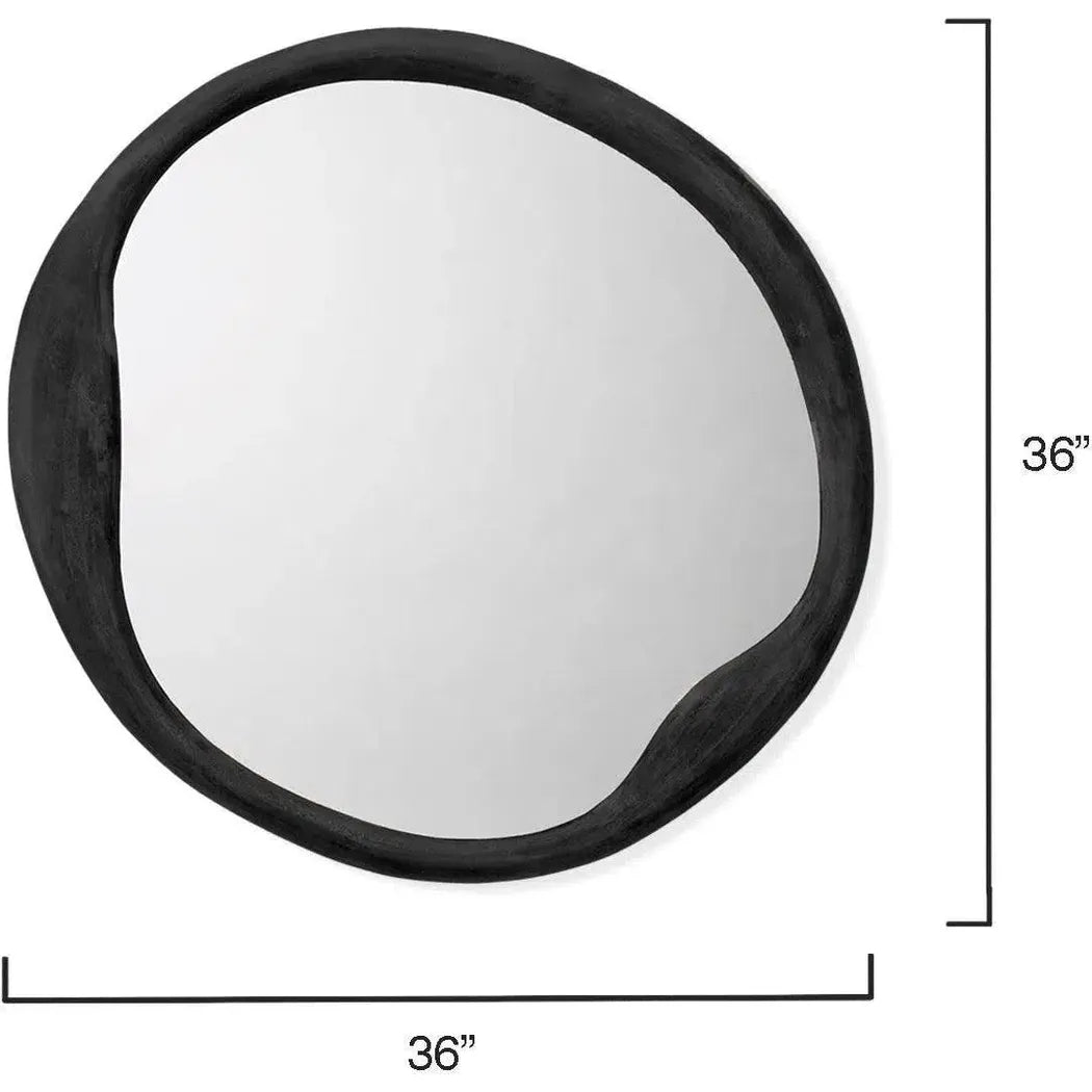 Antique Grey Aluminum Organic Round Wall Mirror