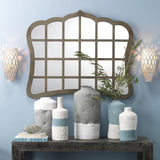 Antique Grey Wood Window Grid Wall Mirror Wall Mirrors LOOMLAN By Jamie Young