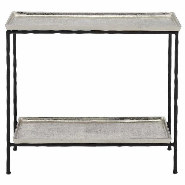Antique Silver Black Boyles Silver Side Table Side Tables LOOMLAN By Currey & Co