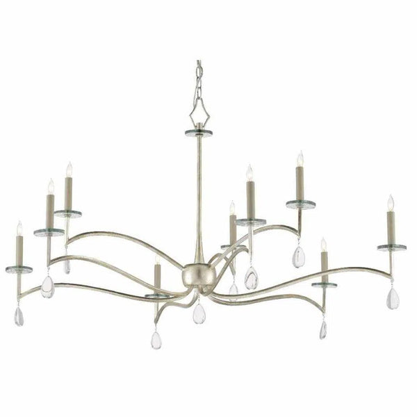 Antique Silver Leaf Natural Serilana Large Silver Chandelier Chandeliers LOOMLAN By Currey & Co