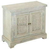 Antique White Farmhouse Nightstand Cabinet