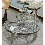 Antiqued Glass Moving Gears End Side Table Steampunk