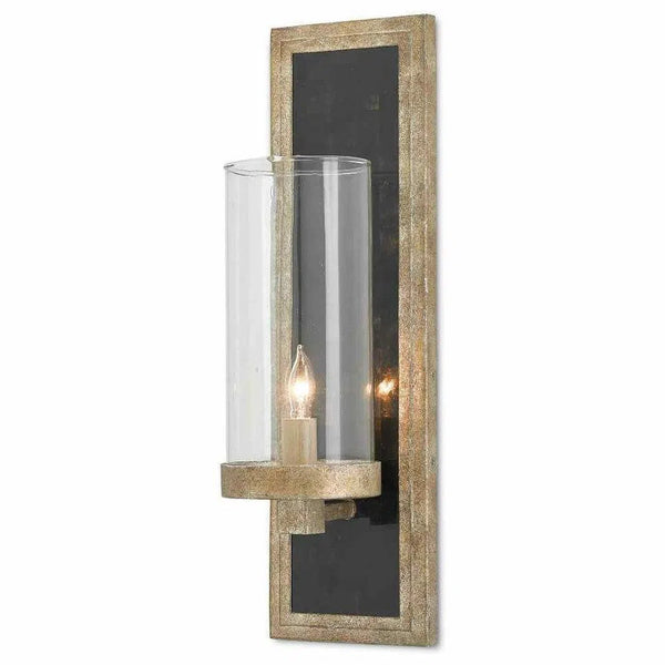 Antiqued Silver Black Penshell Crackle Charade Silver Wall Sconce Wall Sconces LOOMLAN By Currey & Co