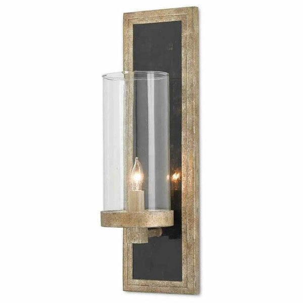 Antiqued Silver Penshell Crackle Silver Wall Sconce