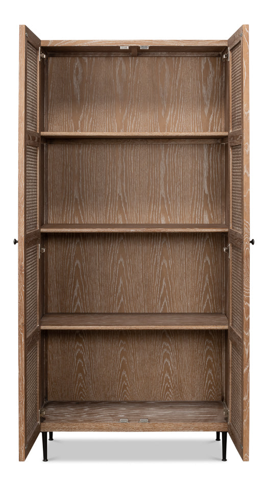 Anton Tall Cupboard Bookcase With Doors-Bookcases-Sarreid-LOOMLAN