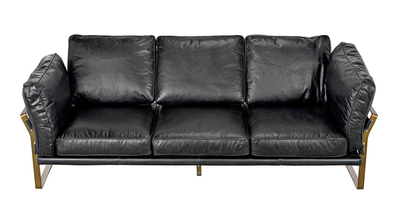 Apollo Three-Seater Black Leather Sofa-Sofas & Loveseats-Noir-LOOMLAN