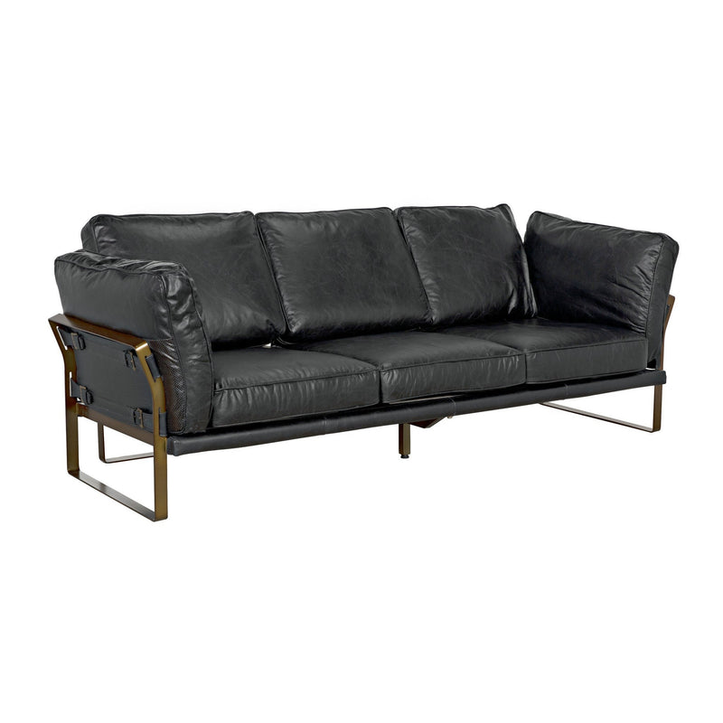 Apollo Three-Seater Black Leather Sofa-Sofas & Loveseats-Noir-LOOMLAN