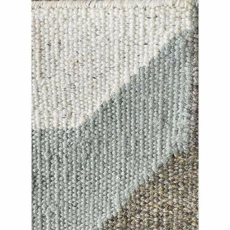 Aqua Blue Grey White Handmade Wool Rug