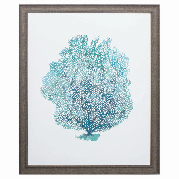 Aqua Coral on Rustic Wood Grain Framed Wall Art
