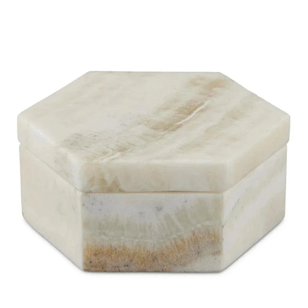 Arco Onyx Hexagon Box - LOOMLAN - Currey & Co - Boxes & Bowls