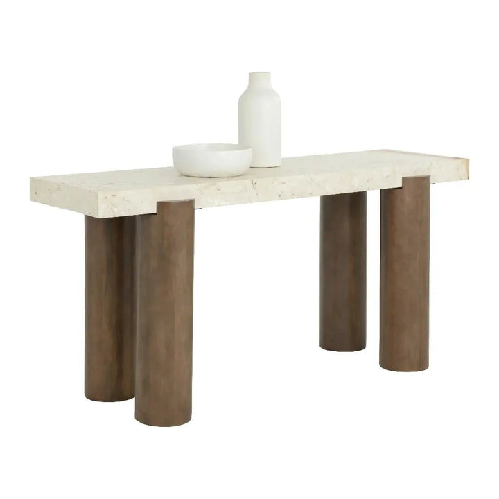 Ardi Marble Topped Rectangular Console Table - LOOMLAN - SUNPAN - Console Tables
