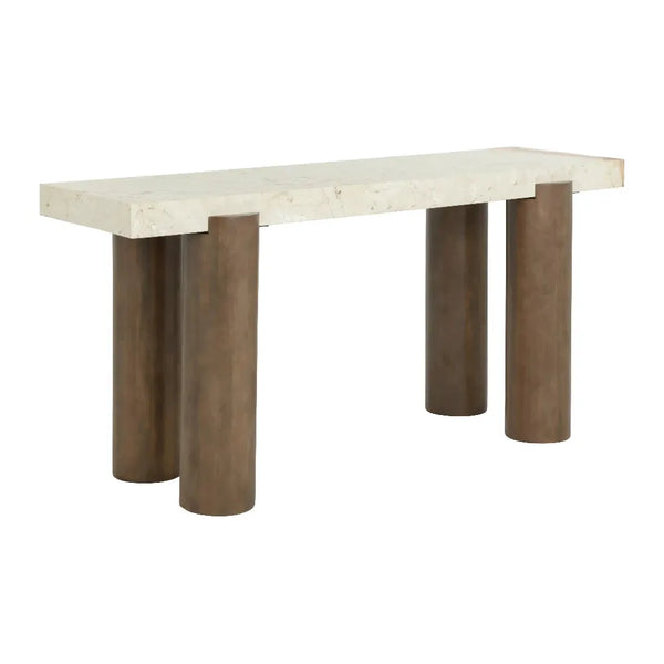 Ardi Marble Topped Rectangular Console Table-Console Tables-SUNPAN-LOOMLAN