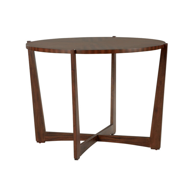 Ardoise Wooden Round Center Table-Console Tables-Chelsea House-Reddish Brown-LOOMLAN