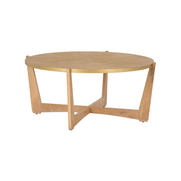 Ardoise Wooden Round Cocktail Table-Coffee Tables-Chelsea House-Light Brown-LOOMLAN