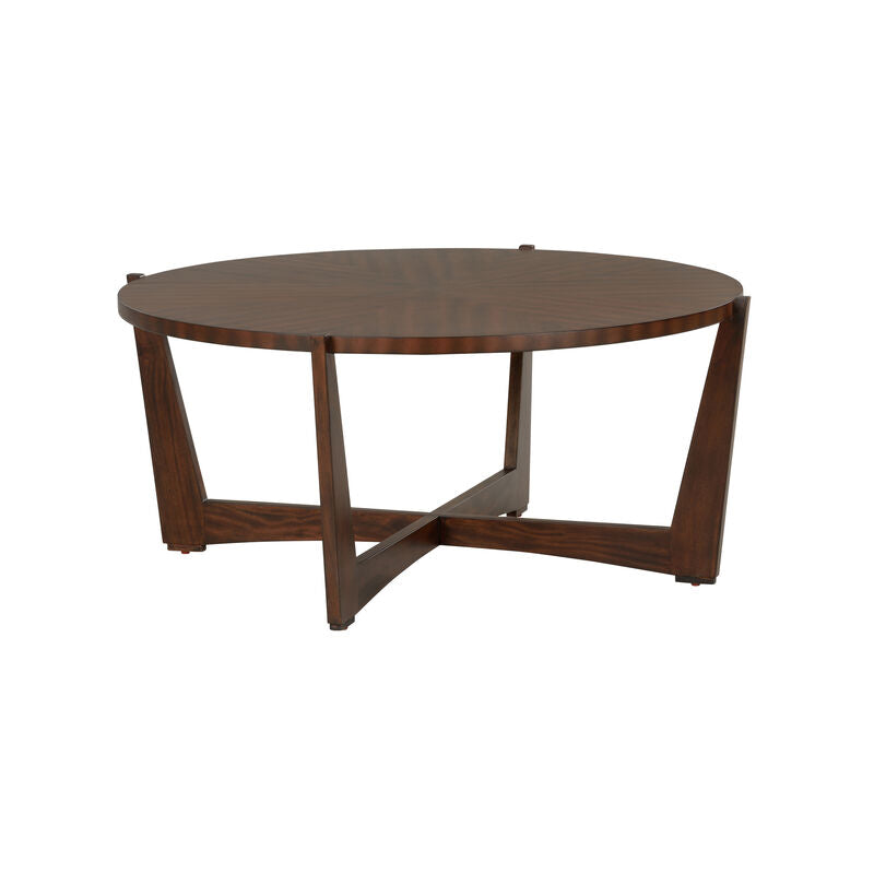 Ardoise Wooden Round Cocktail Table-Coffee Tables-Chelsea House-Reddish Brown-LOOMLAN