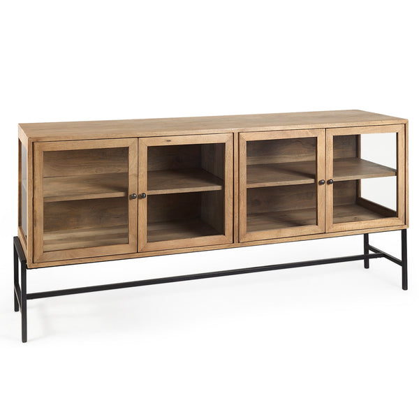 Arelius Four Glass Doors Brown Sideboard