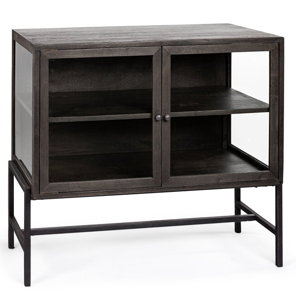 Arelius Two Glass Doors Accent Cabinet